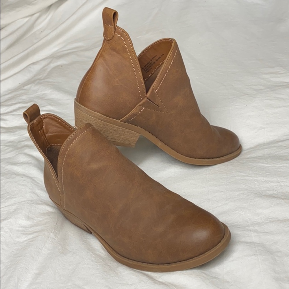 Brown leather booties